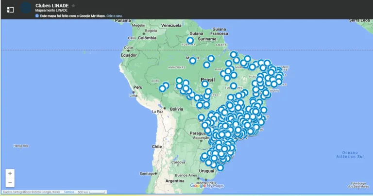 A Linade adicionou todos seus clubes parceiros a um mapa interativo. Na foto, print da ferramenta (reprodução/Linade) 