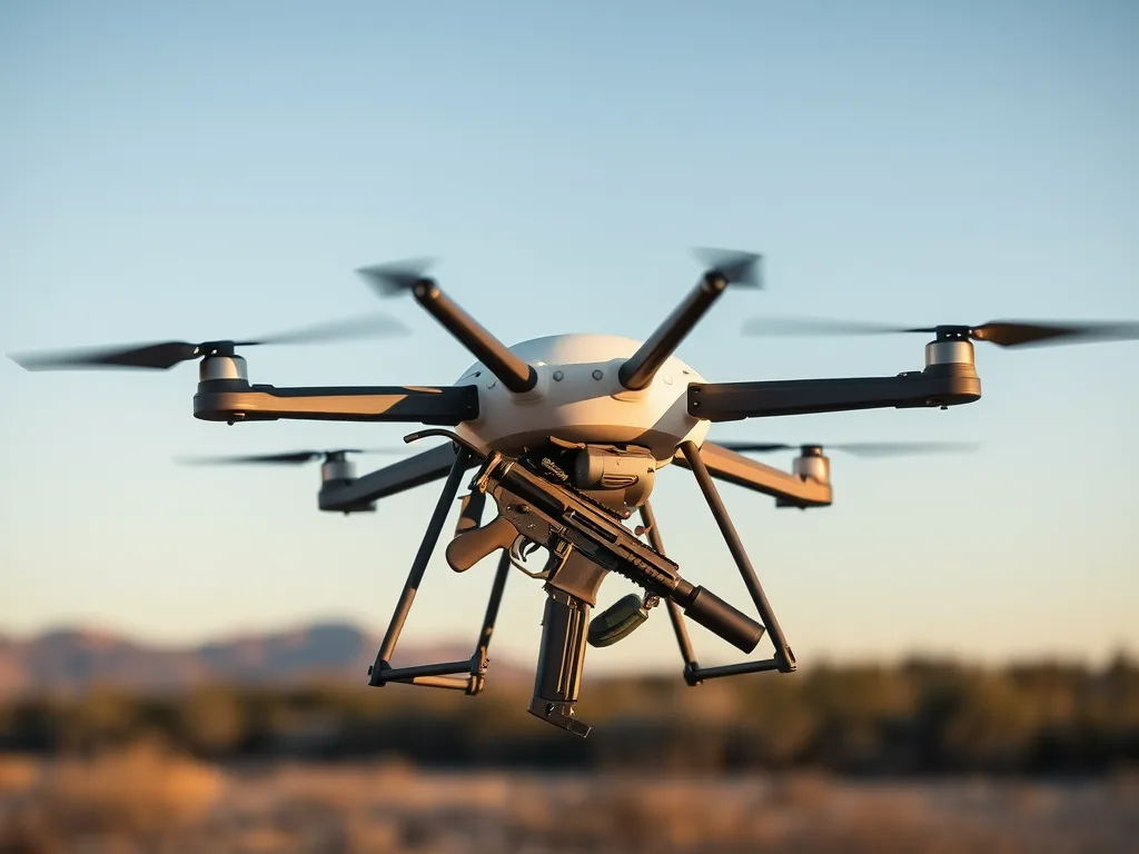 A Taurus prepara o lançamento de um drone armado com submetralhadoras.