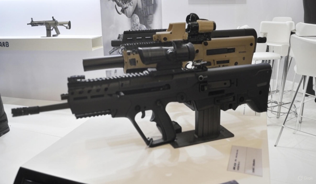 Fuzil da Tavor, da IWI, no estande da fabricante durante a feira COP International Fuzil da Tavor, da IWI, no estande da fabricante durante a feira COP International