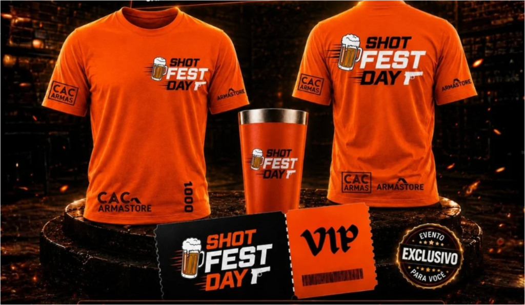 Por R$ 69,90 (1º lote), está inclusa uma camiseta e um copo térmico customizado do Shot Fest Day, concorrendo a prêmios dados por empresas do setor Por R$ 69,90 (1º lote), está inclusa uma camiseta e um copo térmico customizado do Shot Fest Day, concorrendo a prêmios dados por empresas do setor